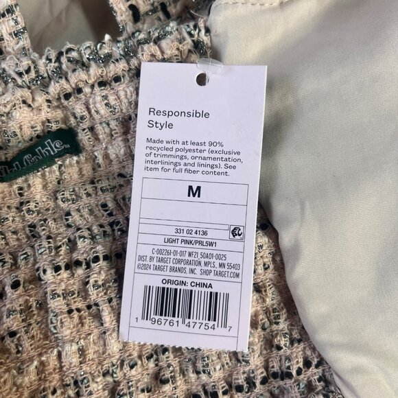 Wild Fable Tweed Crop Top Womens Medium Pink Black New - Picture 8 of 9